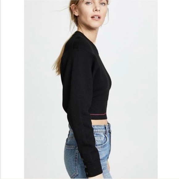 Rag & Bone / JEAN Sharon Knit Top Black Pink Cropped Crewneck Sweater Size XS - Picture 5 of 16